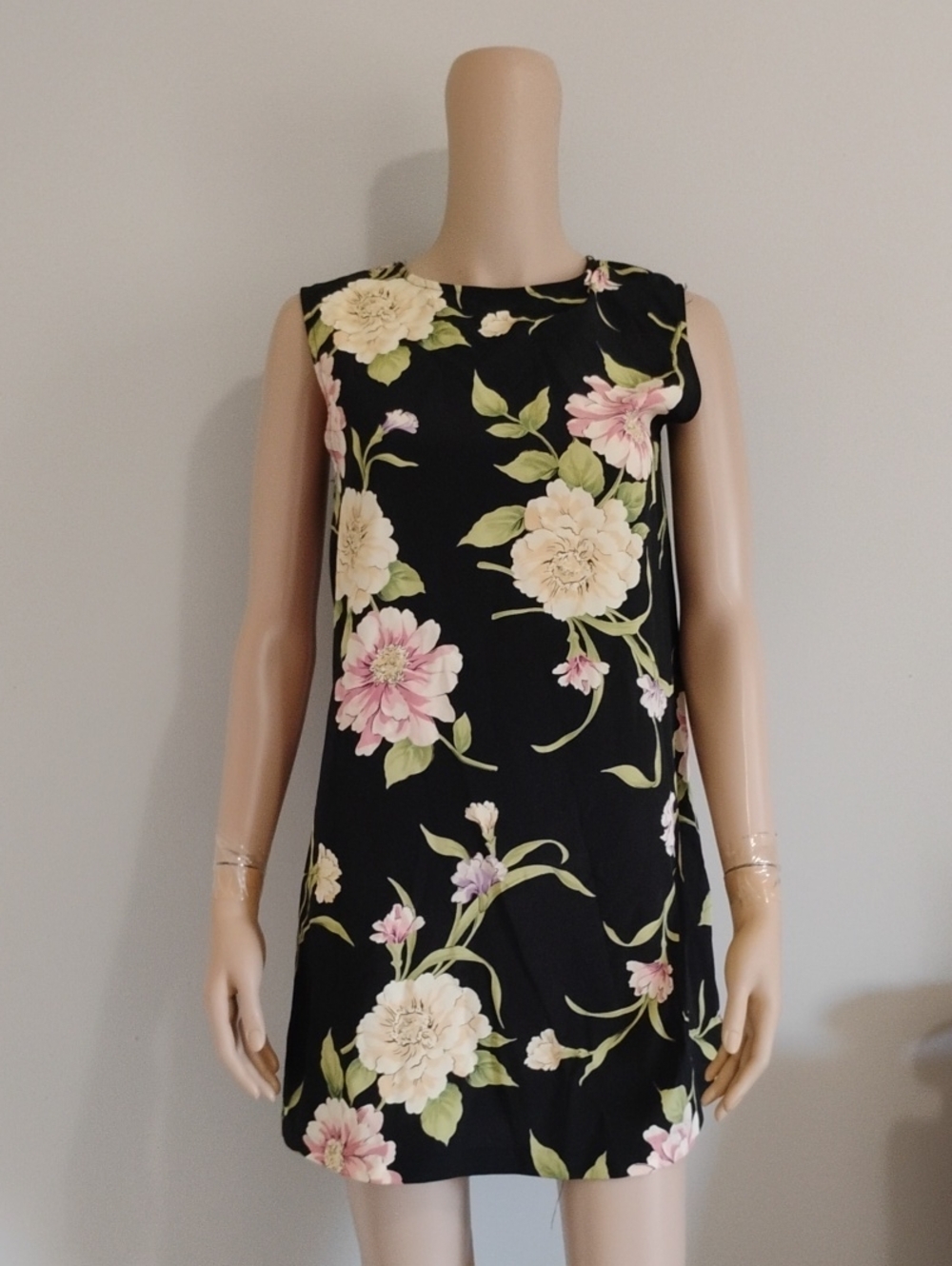 Vintage 90s Byer California Floral Shift Mini Dress - Dark Coquette